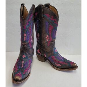 Corral Kids Boots with Pink and Purple Embroidery